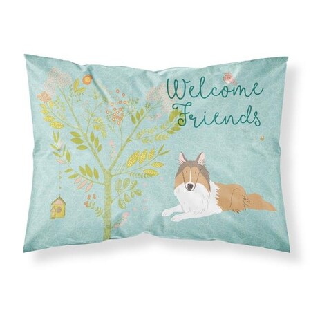 Carolines Treasures BB7584PILLOWCASE Welcome Friends Collie Fabric Standard Pillowcase BB7584PILLOWCASE